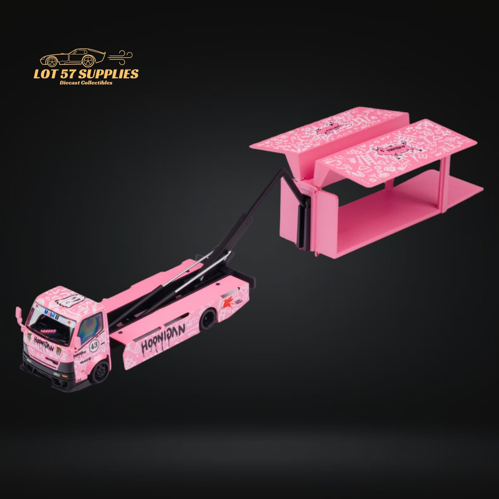 MicroTurbo HINO 300 Custom Box Truck in Pink #43 Livery 1:64 MT6404B5