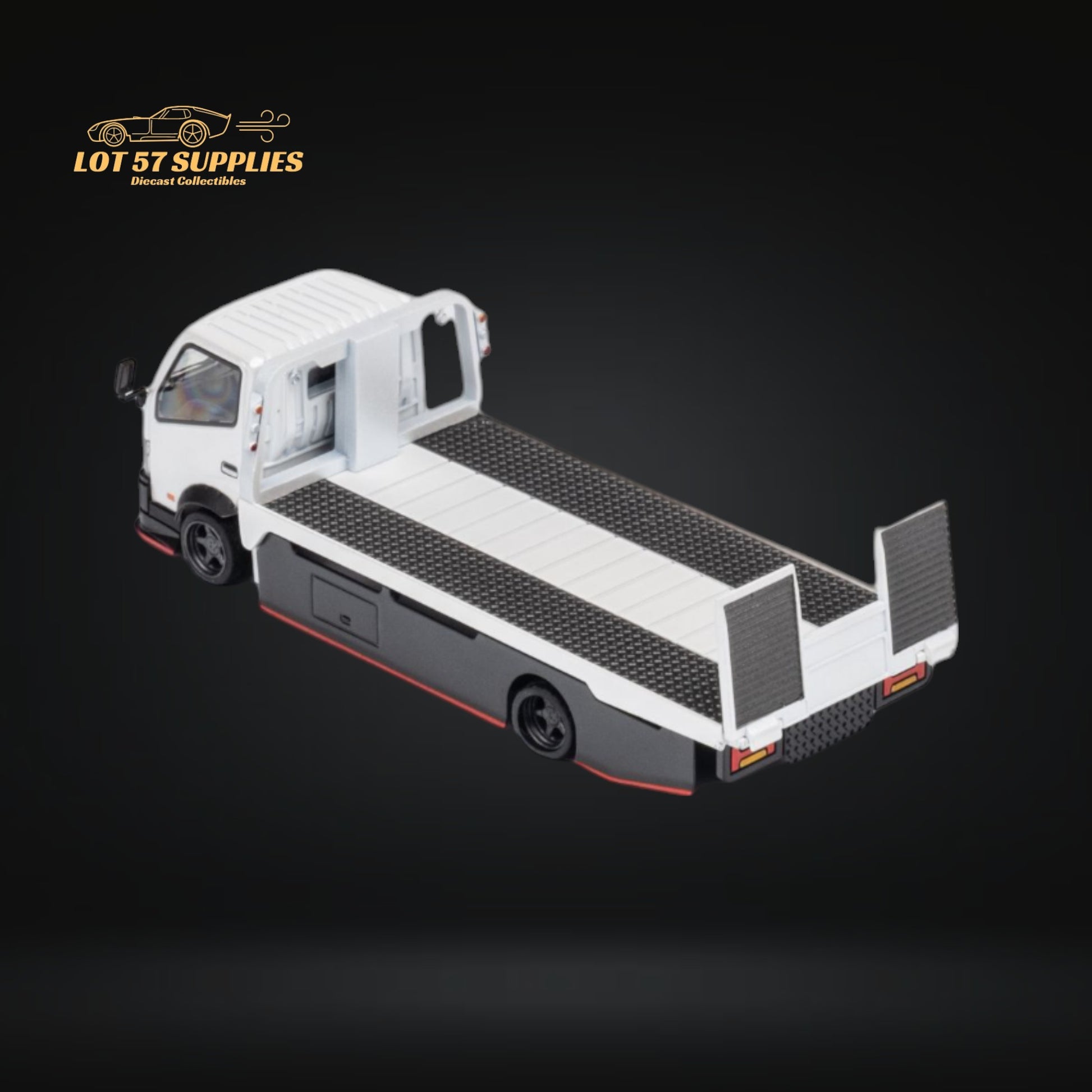 MicroTurbo HINO 300 Custom Flatbed Truck in White 1:64 MT6405A6