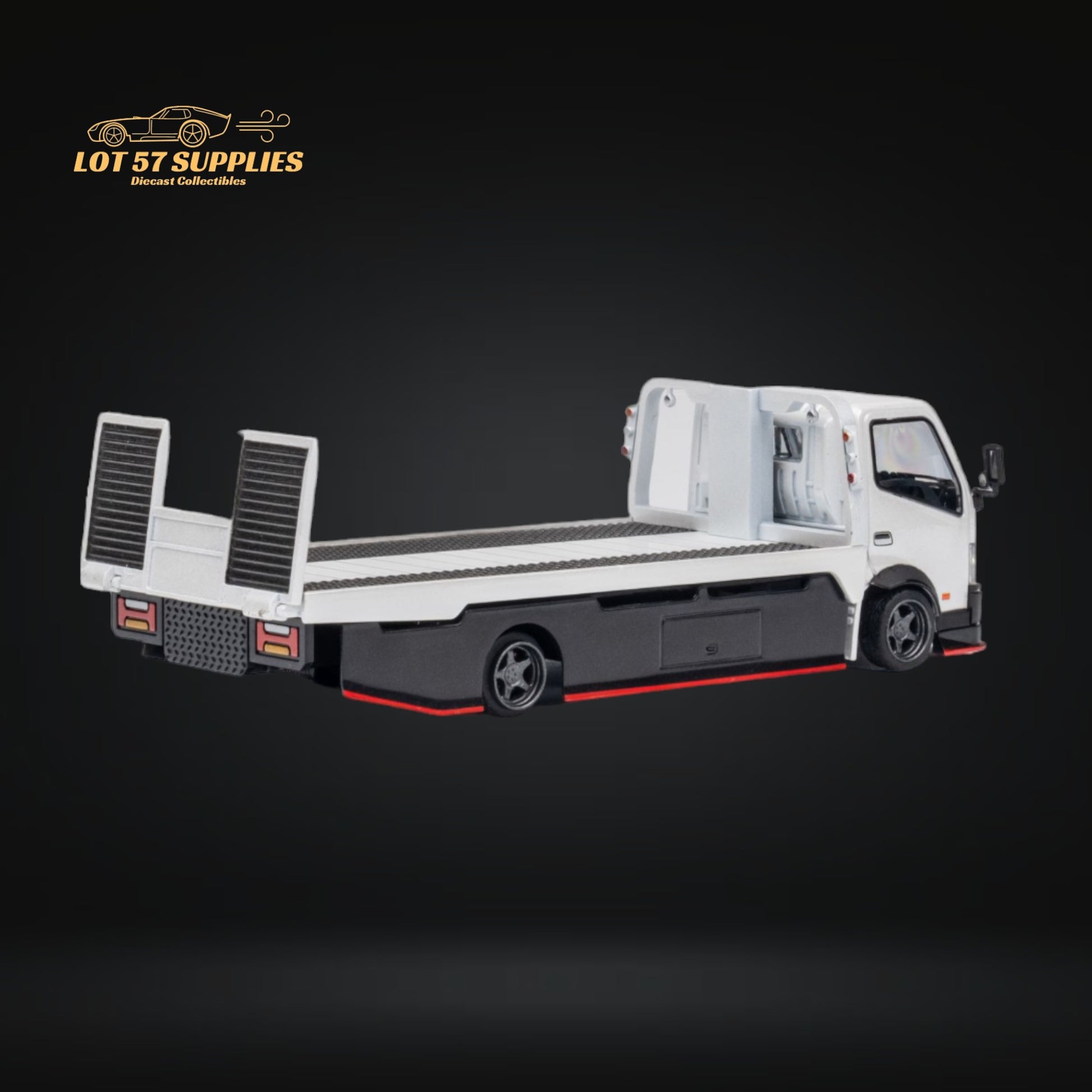 MicroTurbo HINO 300 Custom Flatbed Truck in White 1:64 MT6405A6