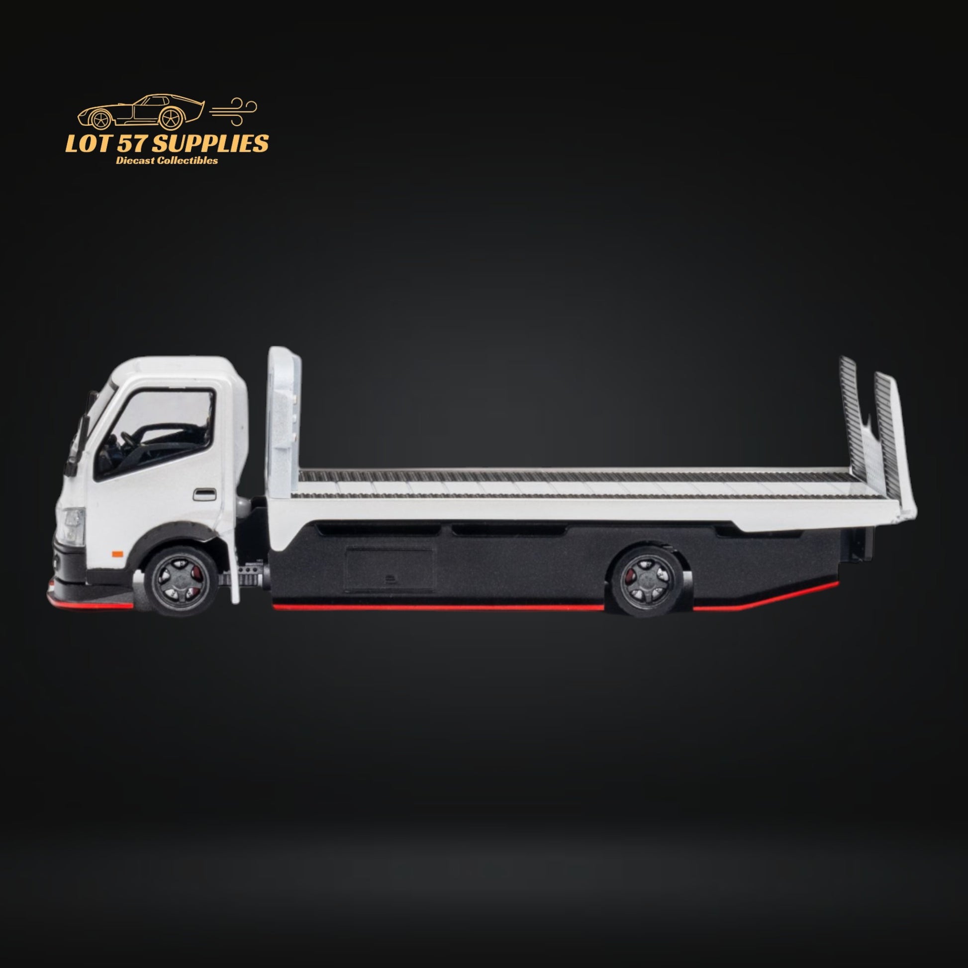 MicroTurbo HINO 300 Custom Flatbed Truck in White 1:64 MT6405A6