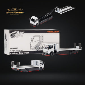 MicroTurbo HINO 300 Custom Flatbed Truck in White 1:64 MT6405A6