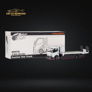 MicroTurbo HINO 300 Custom Flatbed Truck in White 1:64 MT6405A6