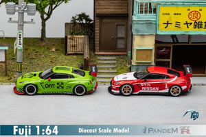 (Pre-Order) Fuji Nissan Skyline GT-R R35 Pandem Rocket Bunny Green-Red / White-Red 1:64