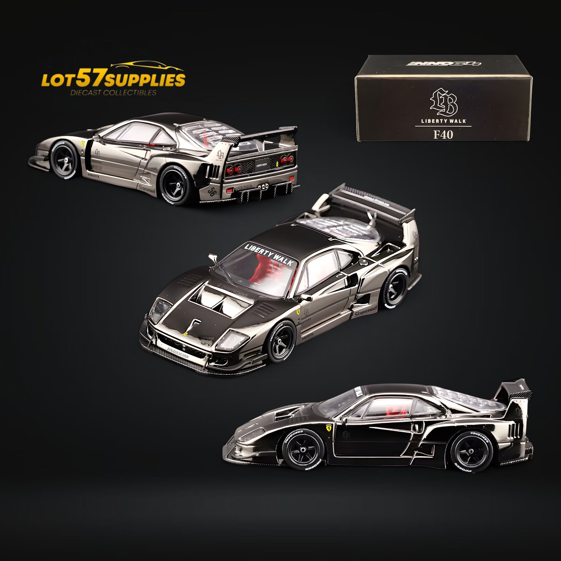 Inno64 Ferrari F40 Chrome Black LBWK 1:64