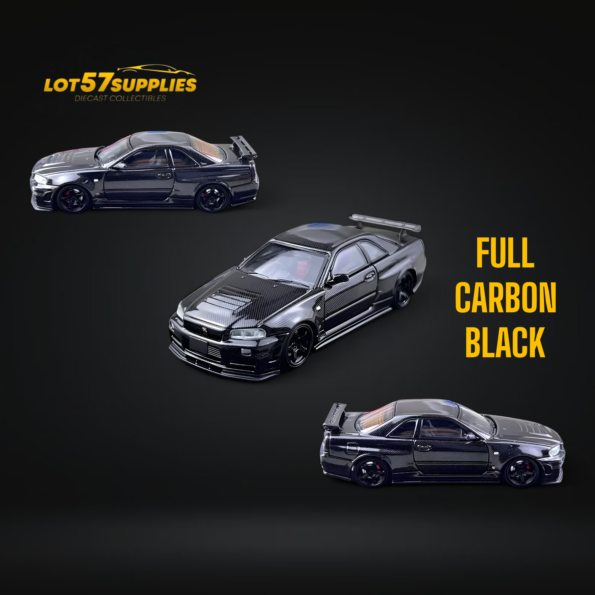 Fuji Skyline GT-R R34 Nismo Z-Tune Full Black Carbon 1:64