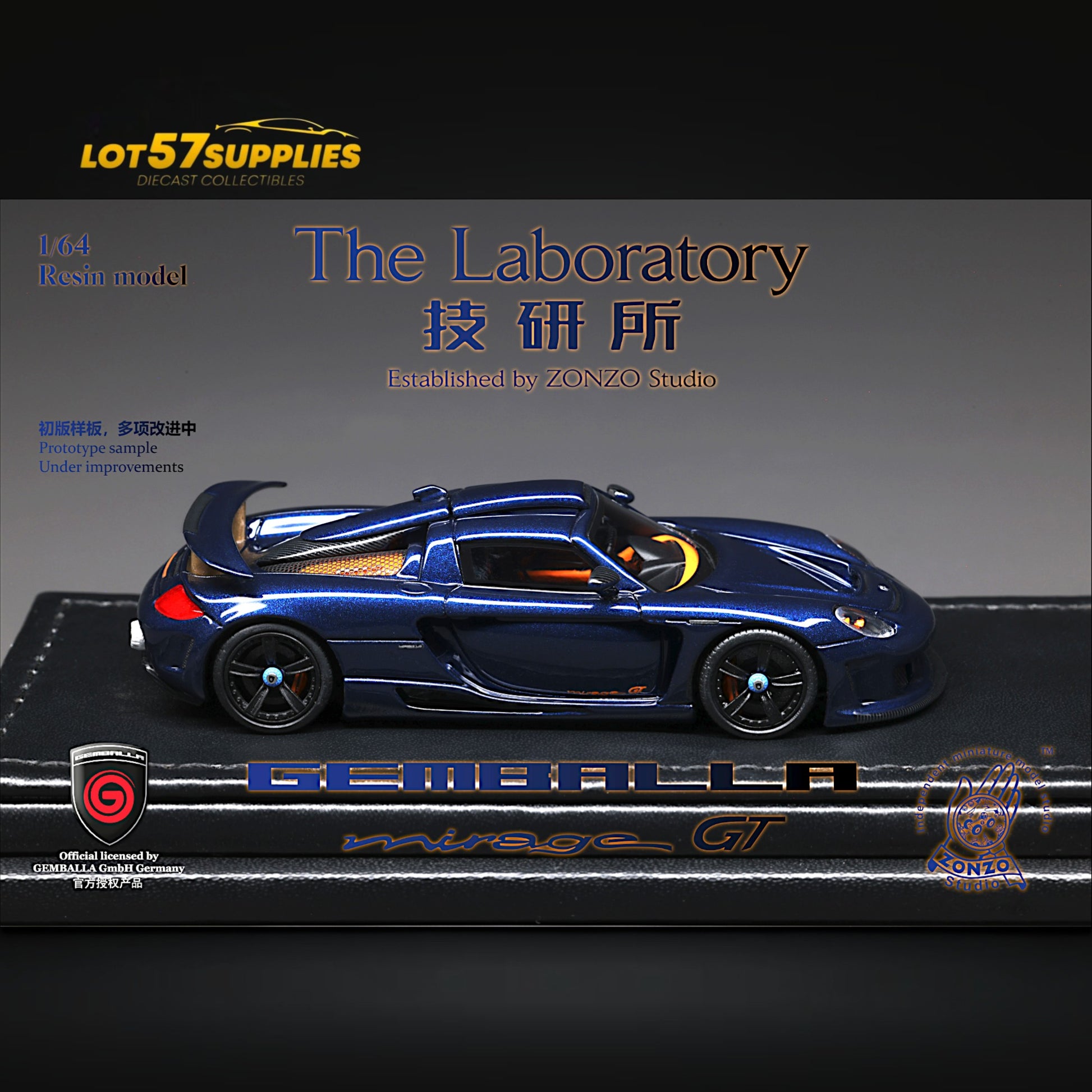 The Laboratory X ZONZO Gemballa Mirage GT METALLIC DARK BLUE 1:64 Resin