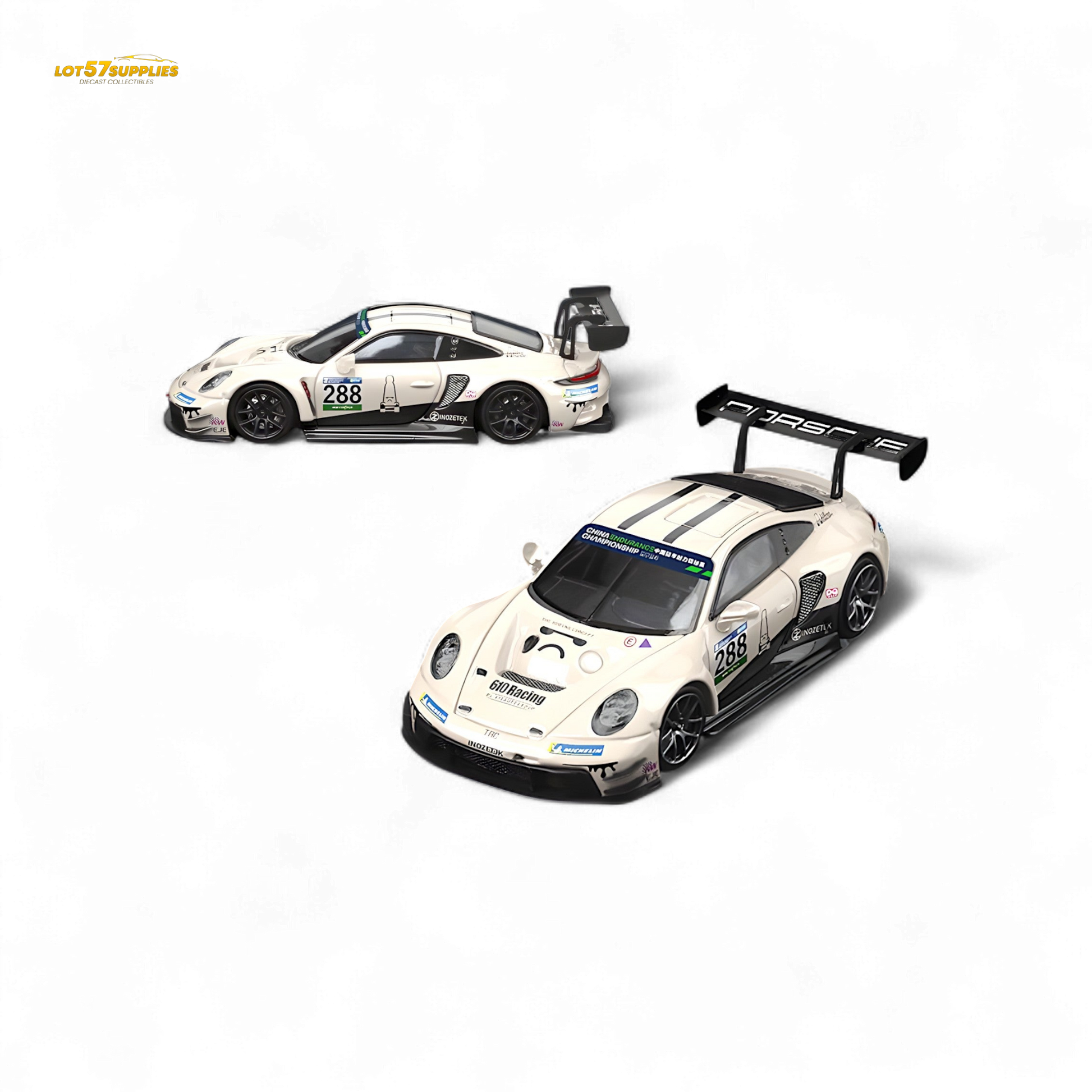 Star Race Porsche 911 GT3 Racing Milky White No.288 Diecast Model