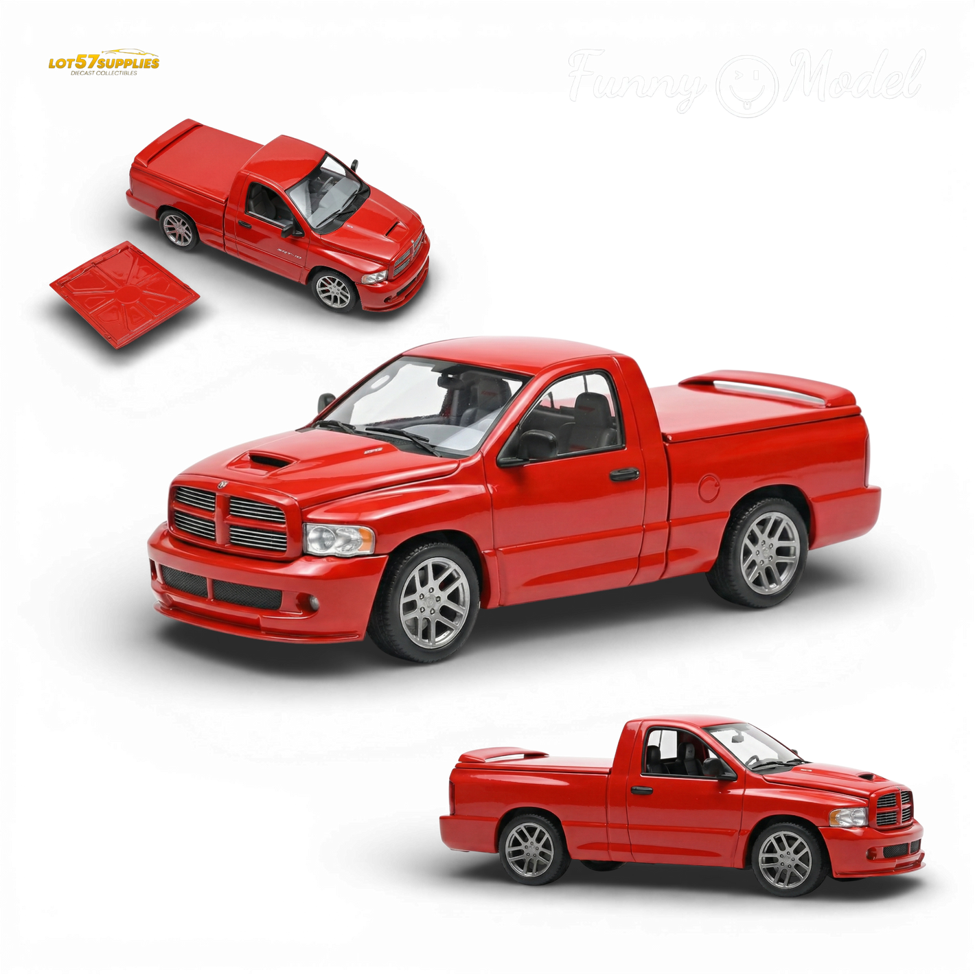 (Pre-Order) Funny Model 2004 Dodge RAM SRT-10 - Flame Red 1:64