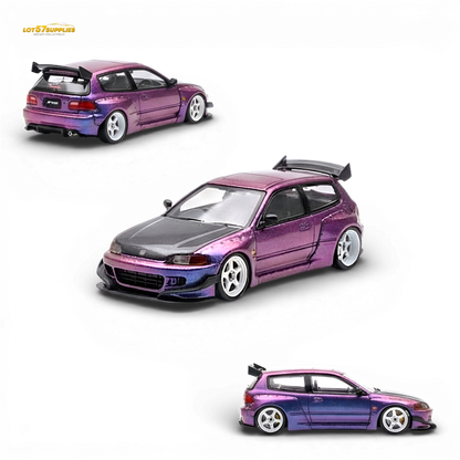 (Pre-Order) YM Model Pandem Honda Civic EG4 K20 - Chameleon Carbon Cover 1:64