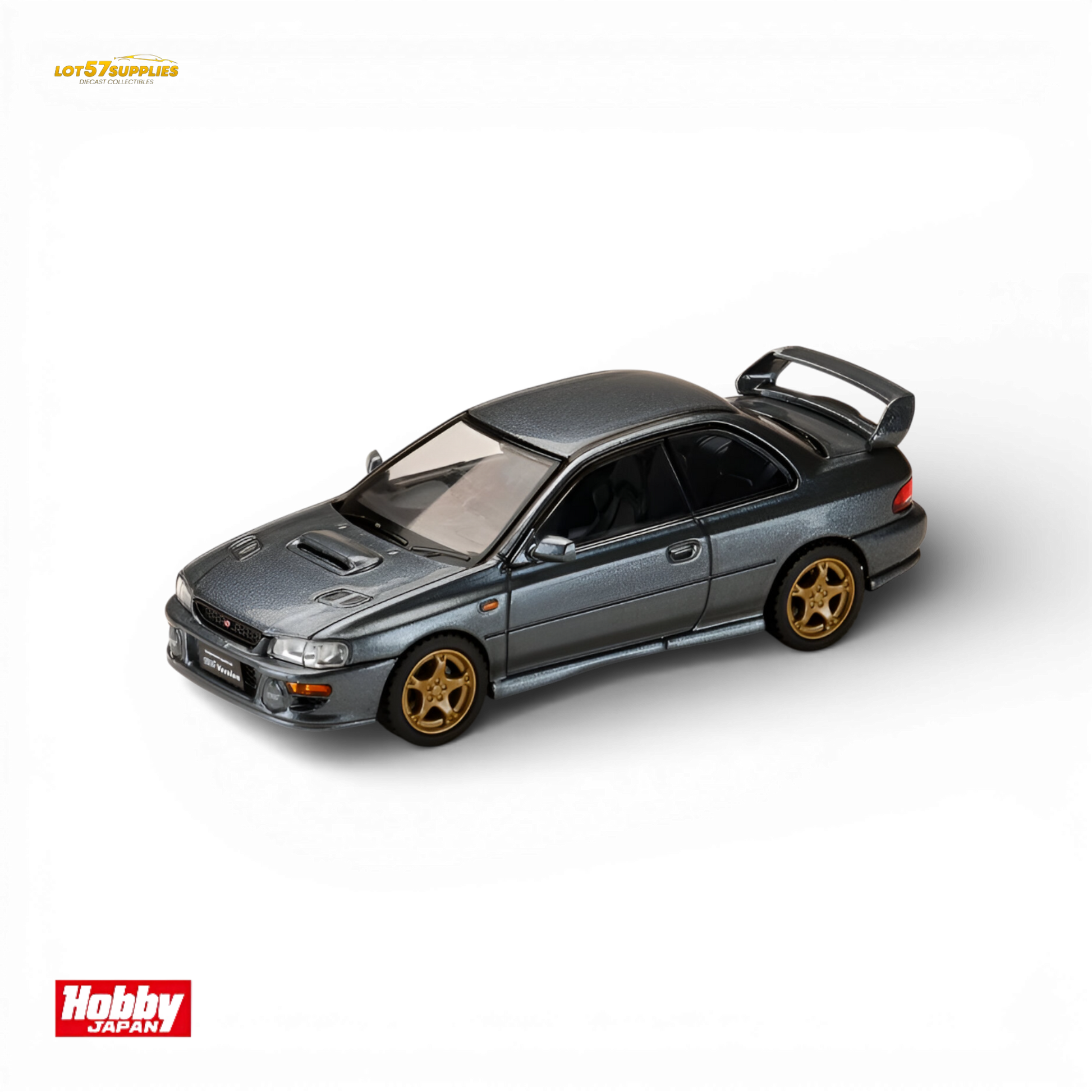 Hobby Japan Subaru Impreza WRX Type R STI Cool Gray 1:64 Scale Diecast Model Front Quarter View