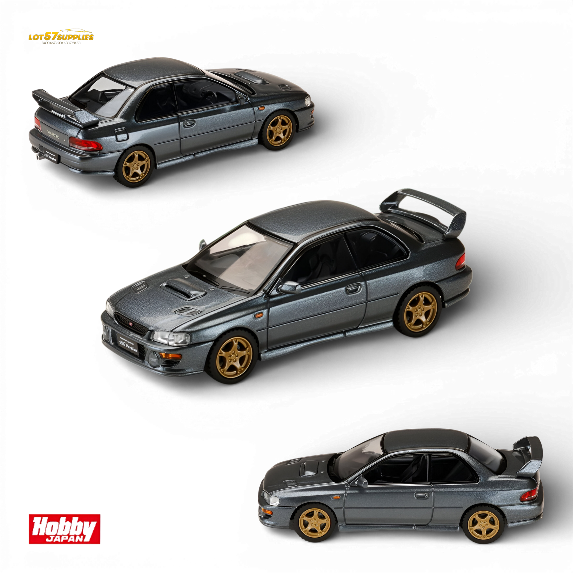 Hobby Japan Subaru Impreza WRX Type R STI Cool Gray 1:64 Scale Diecast Model Multi Angle View