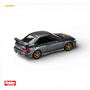 Hobby Japan Subaru Impreza WRX Type R STI Cool Gray 1:64 Scale Diecast Model Rear Quarter View