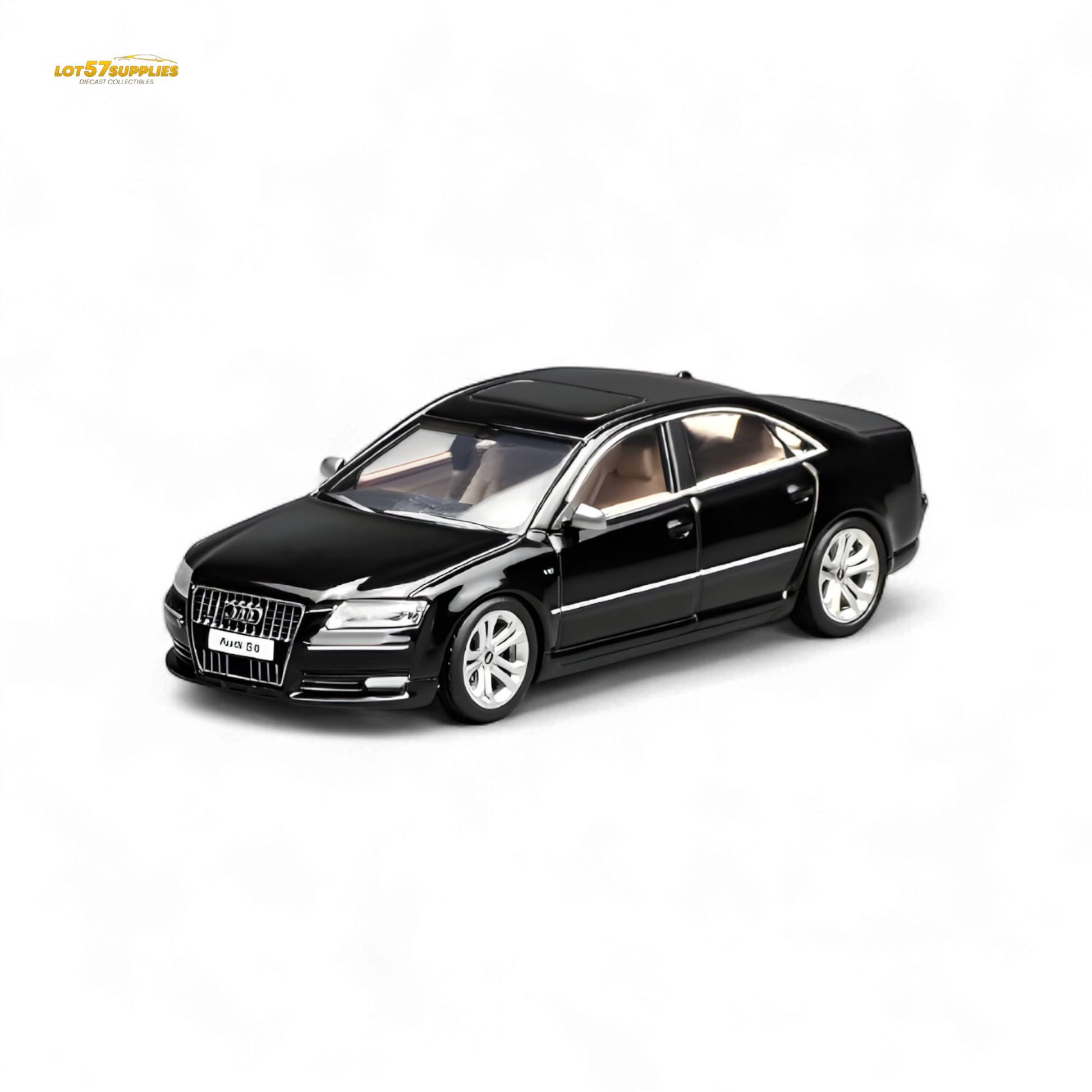 Black toy car model on a white background