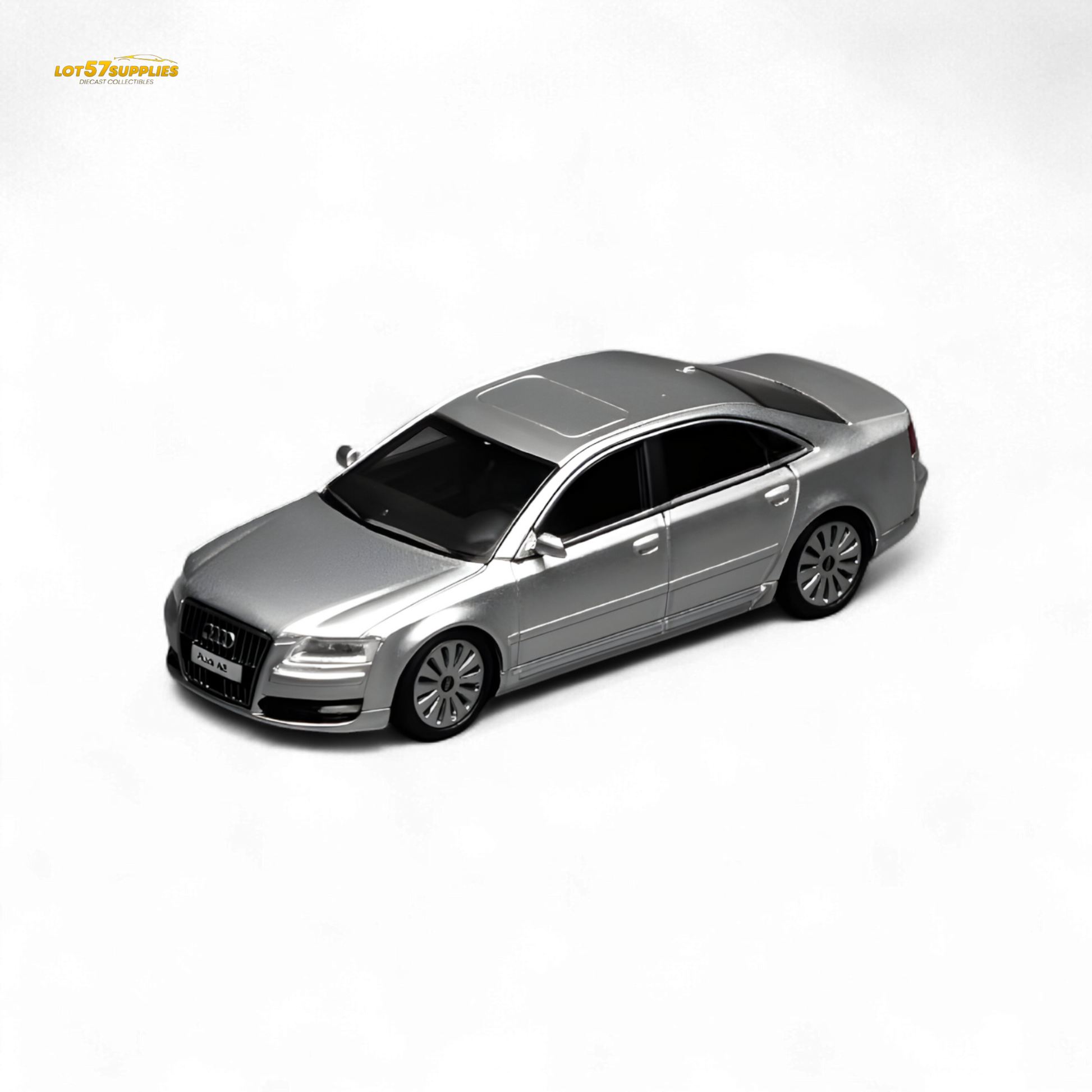 Silver car model on a white background