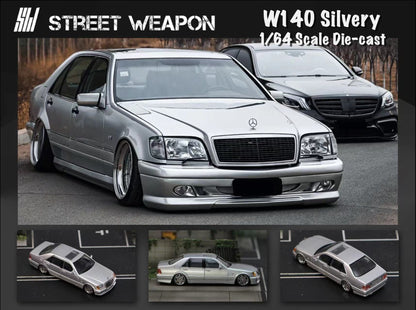 (Pre-Order) Street Weapon Mercedes-Benz W140 in Silver 1:64