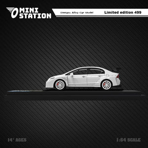 Mini Station Honda Civic FD2 White Widebody 1:64 Diecast Model