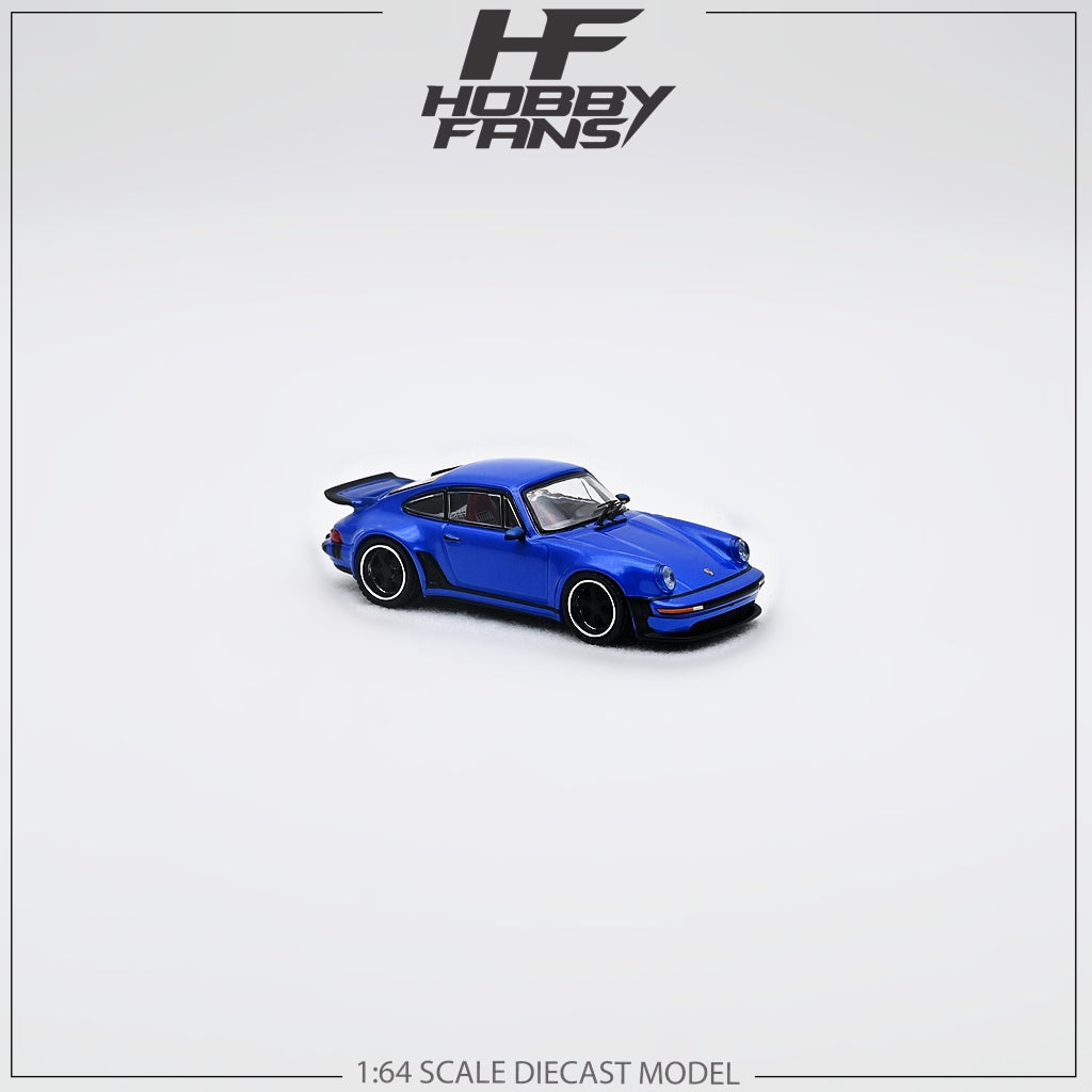 (Pre-Order) HobbyFans Porsche Singer 930 With Removable Rear Engine Cover BLUE / WHITE GREEN PATTERN 1:64