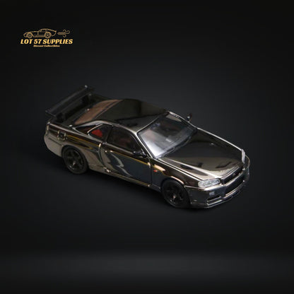 Street Weapon Skyline GTR R34 V-SPEC-II Chrome Plated Limited to 299 Pcs 1:64