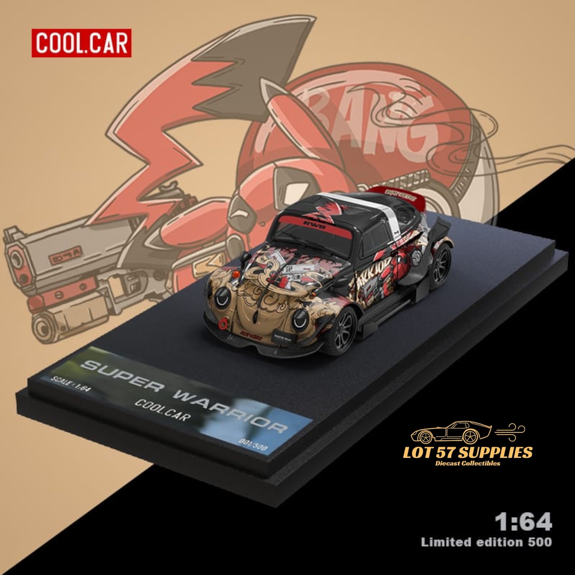 Cool Car RWB VW Beetle in SUPER WARRIOR Livery 1:64