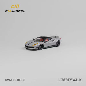 (Pre-Order) CM Model Ferrari 488 LBWK Wide Body Gray 1:64 CM64-LB488-01