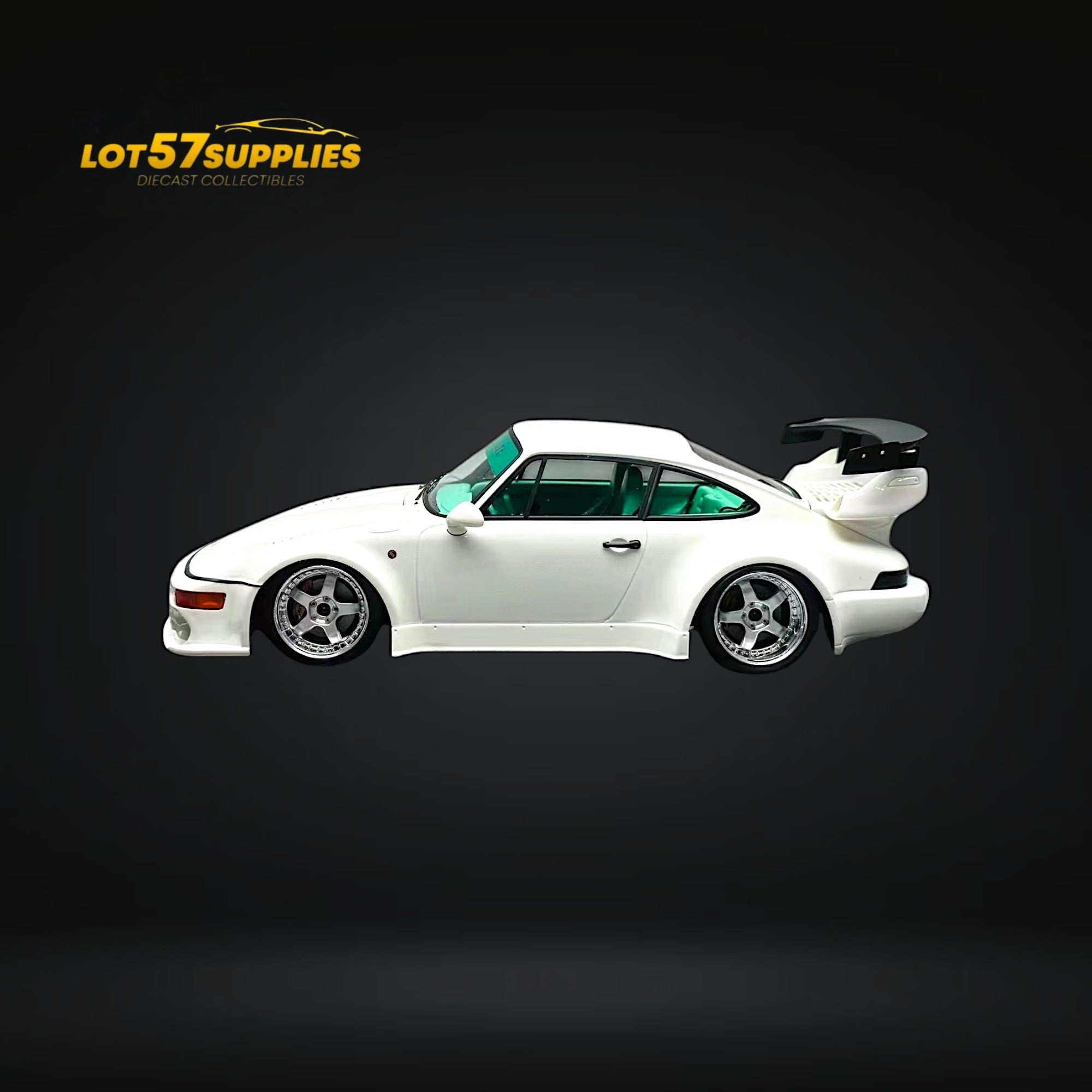 VIP Porsche RWB 964 Slantnose White Tiffany Green Interior 1:18 Scale