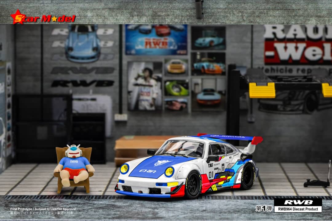 Star Model Porsche RWB 964 GT Wing Exia Robot #01 With Figure 1:64