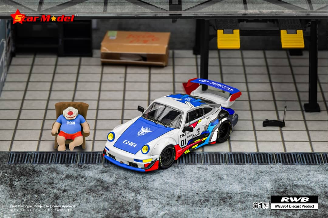 Star Model Porsche RWB 964 GT Wing Exia Robot #01 With Figure 1:64