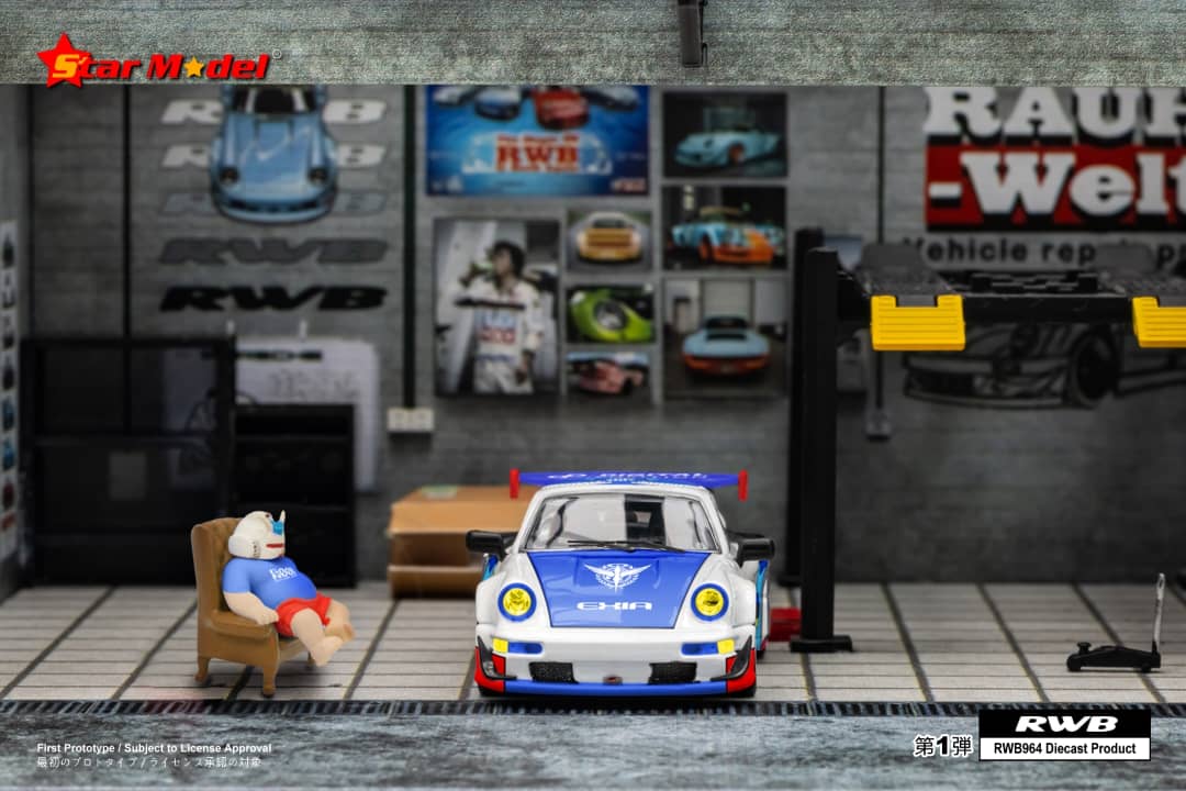 Star Model Porsche RWB 964 GT Wing Exia Robot #01 With Figure 1:64