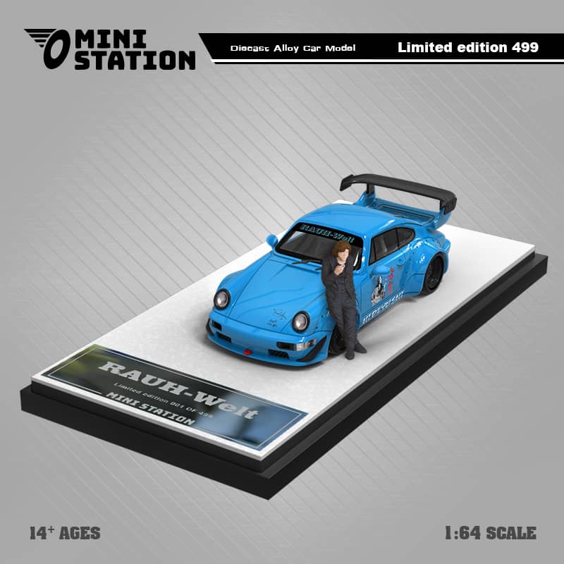 Mini Station Porsche 911 964 RWB HIDEYOSHI blue Figure Version 1:64