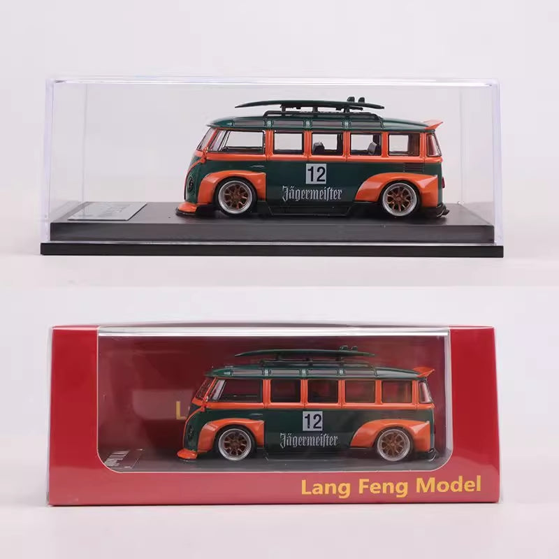 LF Model Volkswagen T1 Kombi WideBody with Surfboard in Jagermeister #12 Livery 1:64