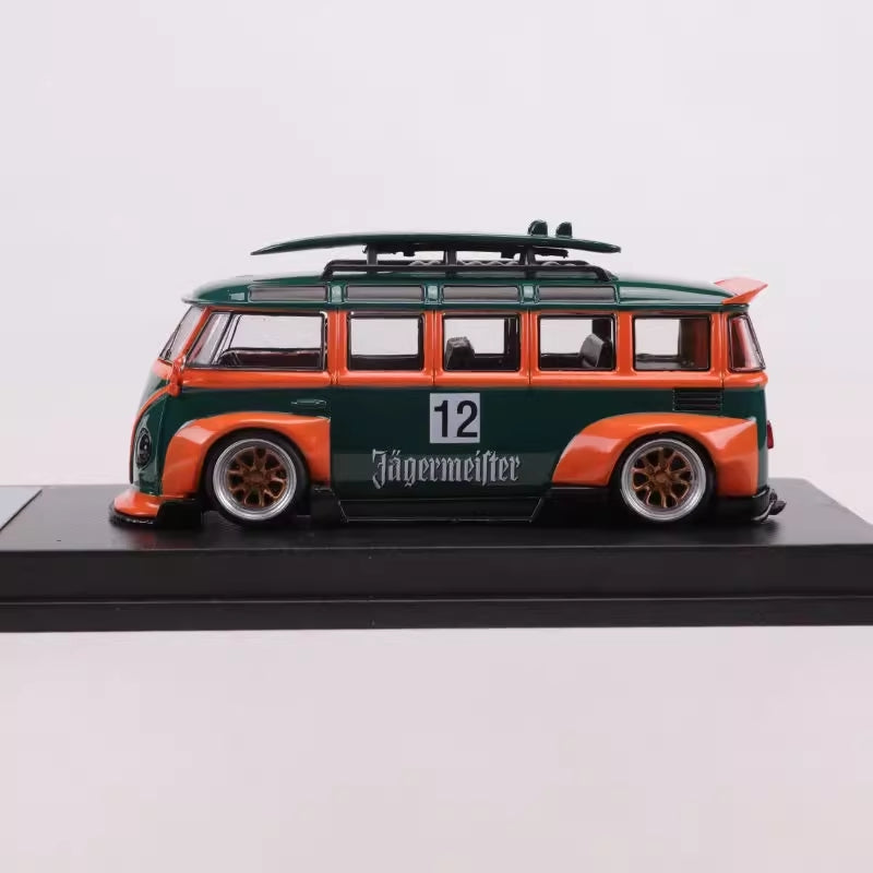 LF Model Volkswagen T1 Kombi WideBody with Surfboard in Jagermeister #12 Livery 1:64