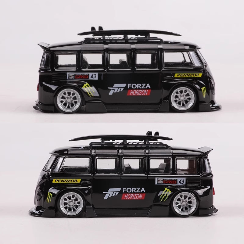 LF Model Volkswagen T1 Kombi WideBody with Surfboards Forza Monster Livery 1:64