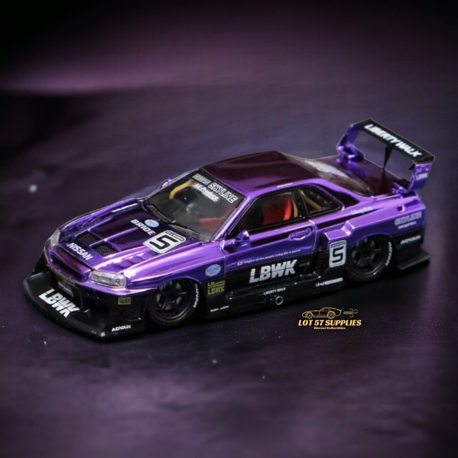 (Pre-Order) Street Weapon LBWK ER34 Nissan Skyline GT-R Chrome Purple ...