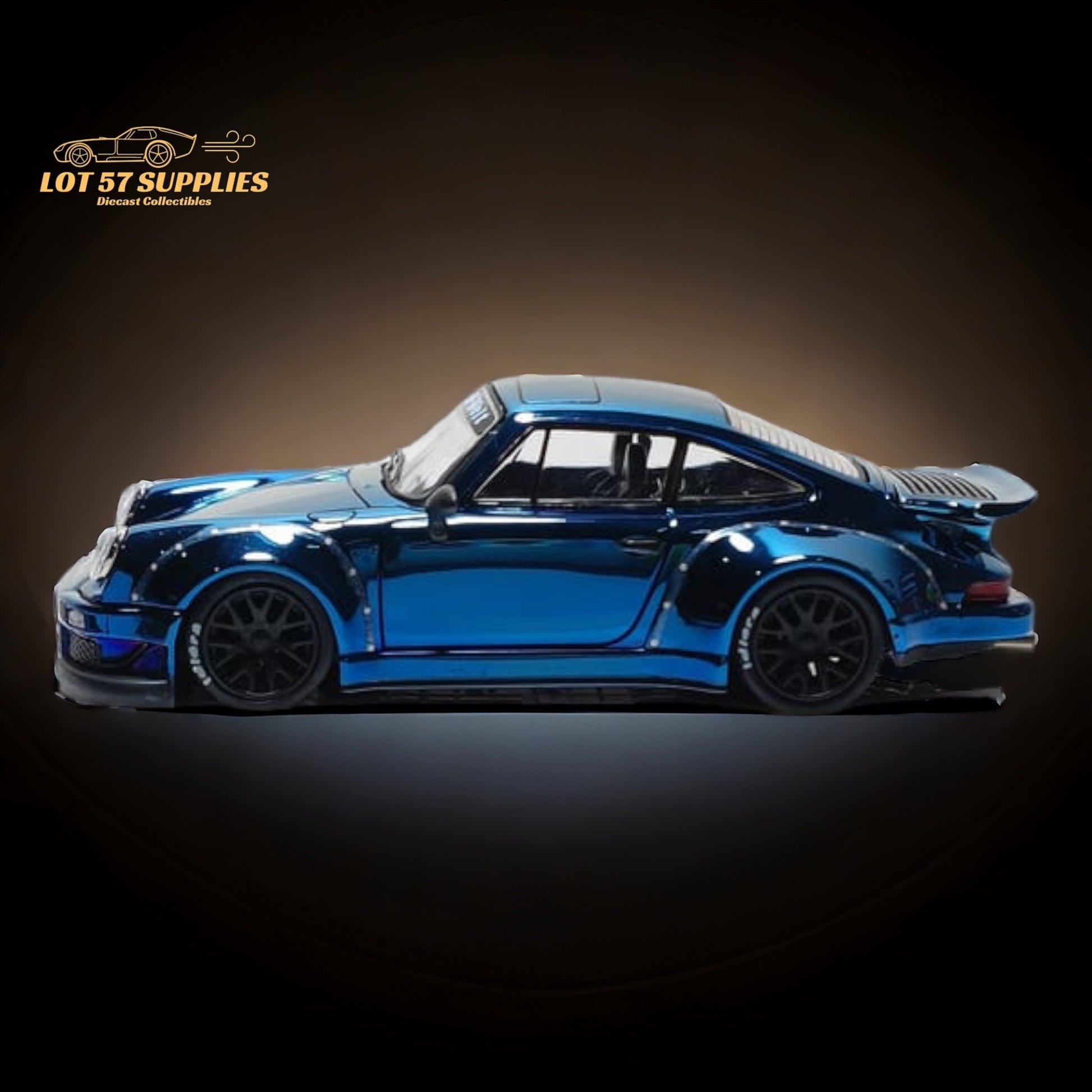 MC Porsche RWB 930 Blue Chrome Version Ducktail Diecast 1:64