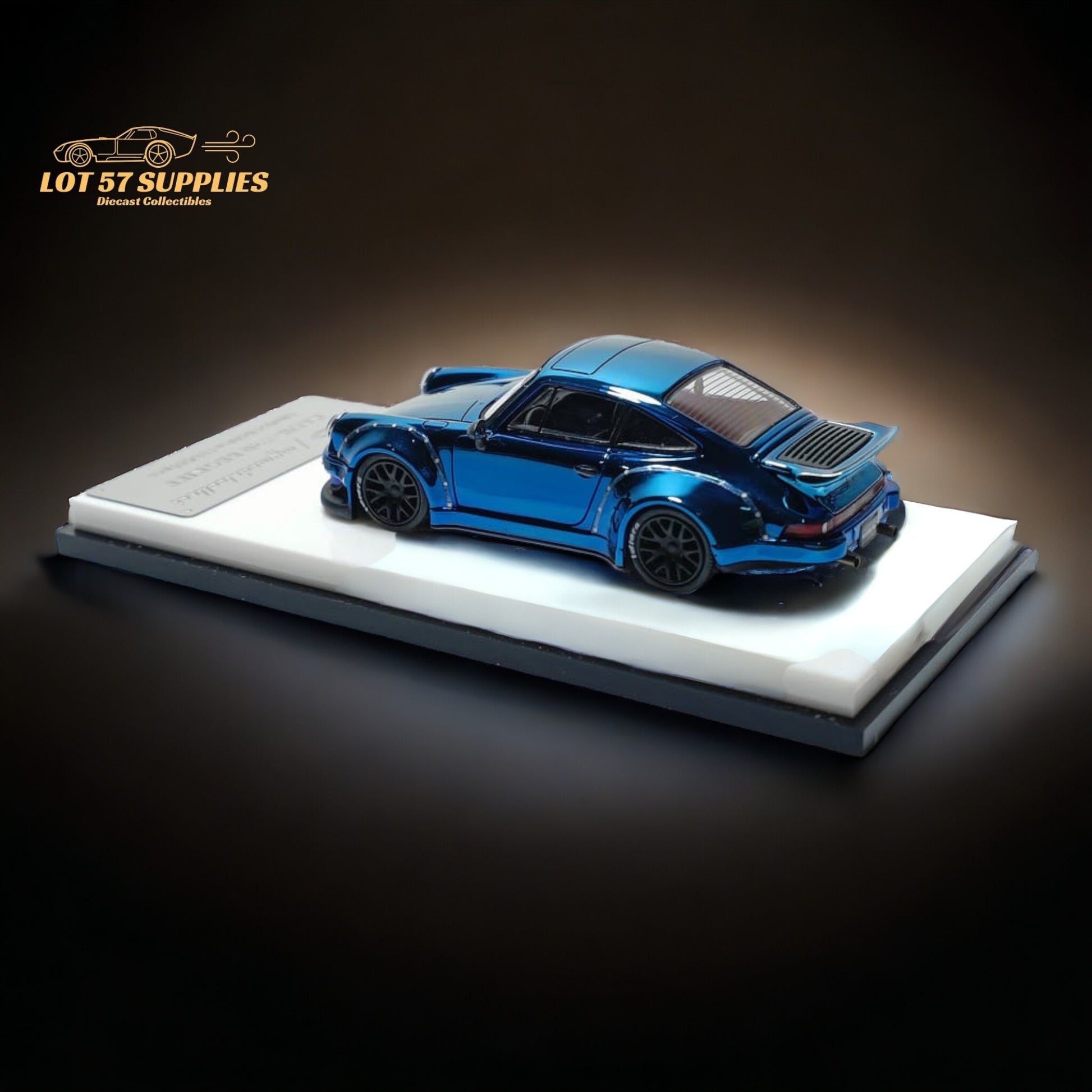 MC Porsche RWB 930 Blue Chrome Version Ducktail Diecast 1:64