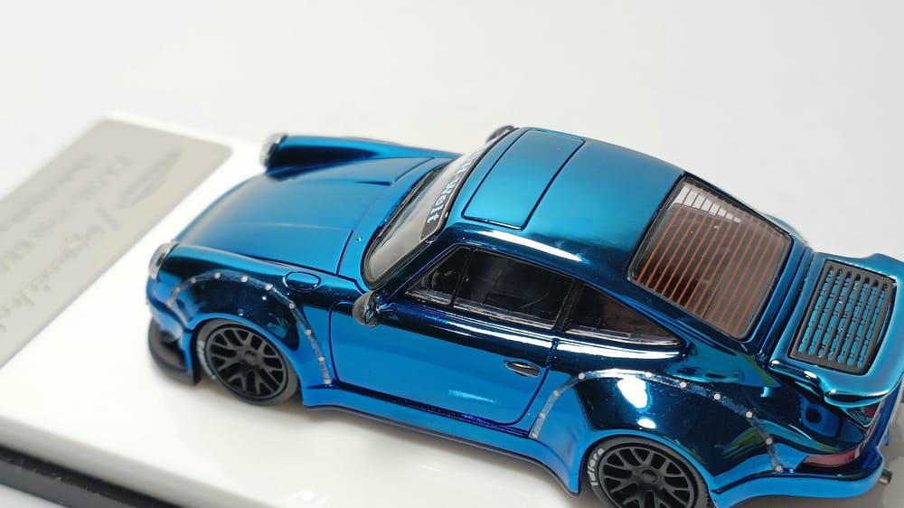 MC Porsche RWB 930 Blue Chrome Version Ducktail Diecast 1:64