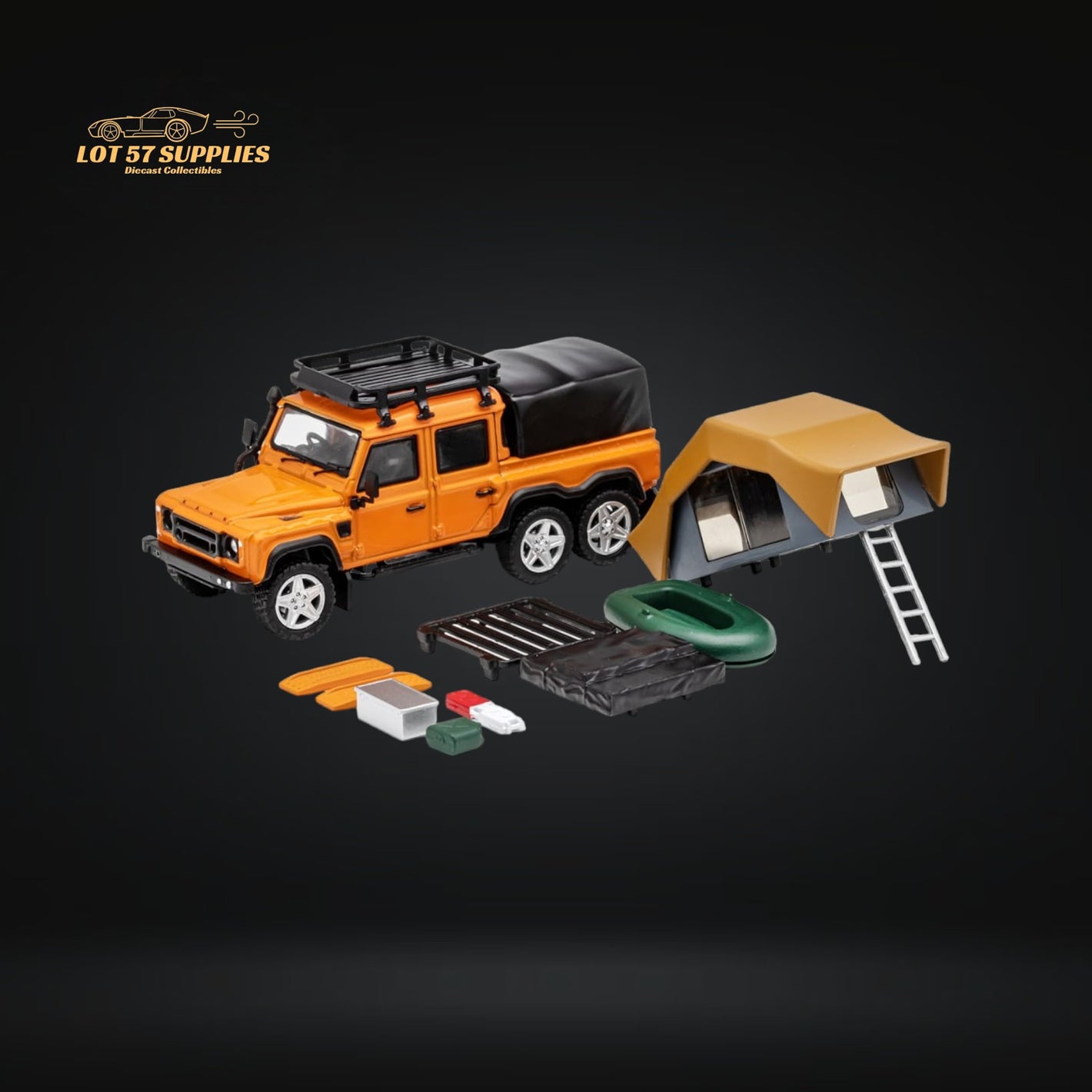 GCD Land Rover Defender 6x6 Orange Camping Modified 1:64 KS-053-287