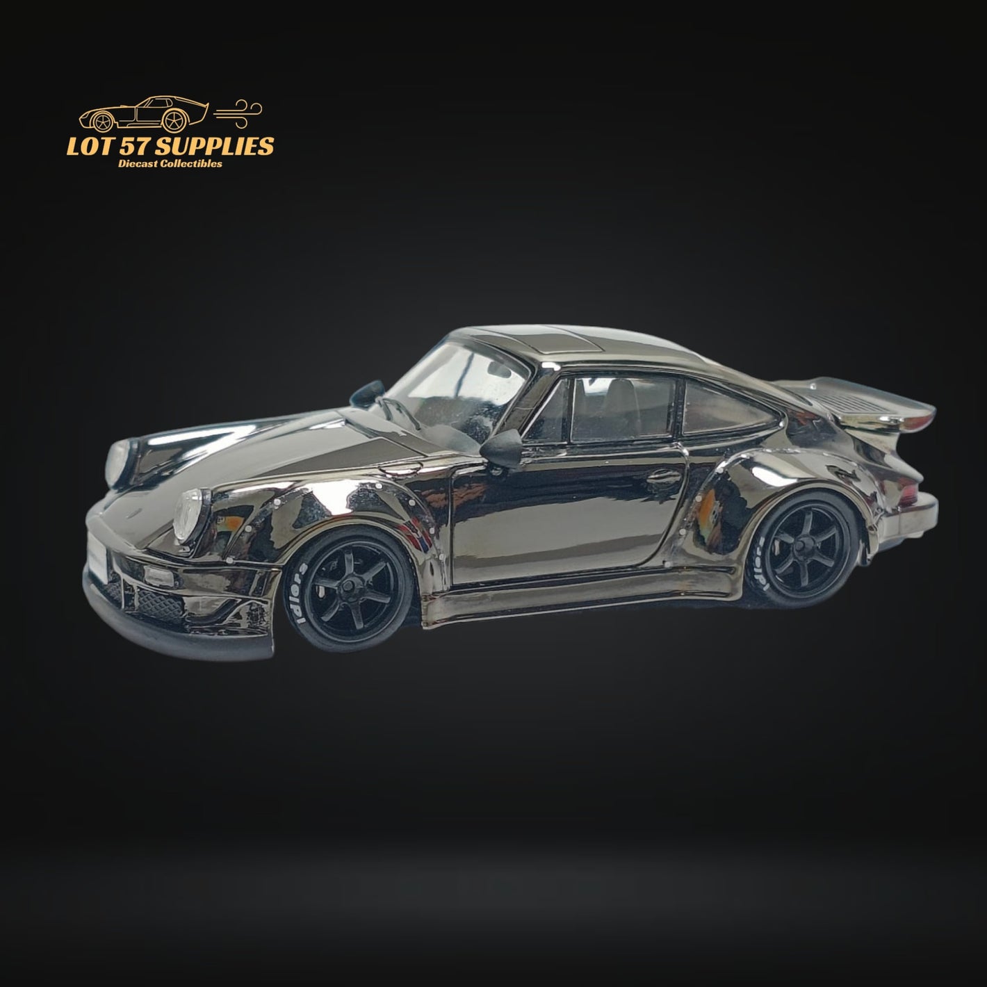 MC Porsche RWB 930 Chrome Gunmetal Gray Ducktail Diecast 1:64