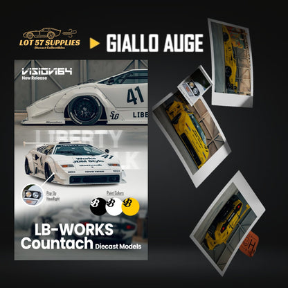 Vision64 Lamborghini Countach LP500 LB-Works Modified Yellow Giallo Auge Deluxe Version 1:64