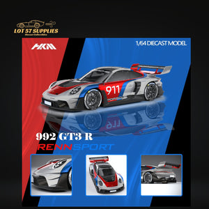 HKM Model Porsche 911 (992) GT3 R Rennsport Silver #911 1:64