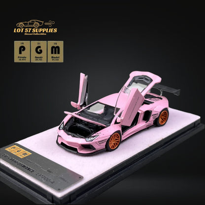 PGM Lamborghini Aventador LP700-4 LBWK Pink Fully Openable Standard Base 1:64 PGM-640412