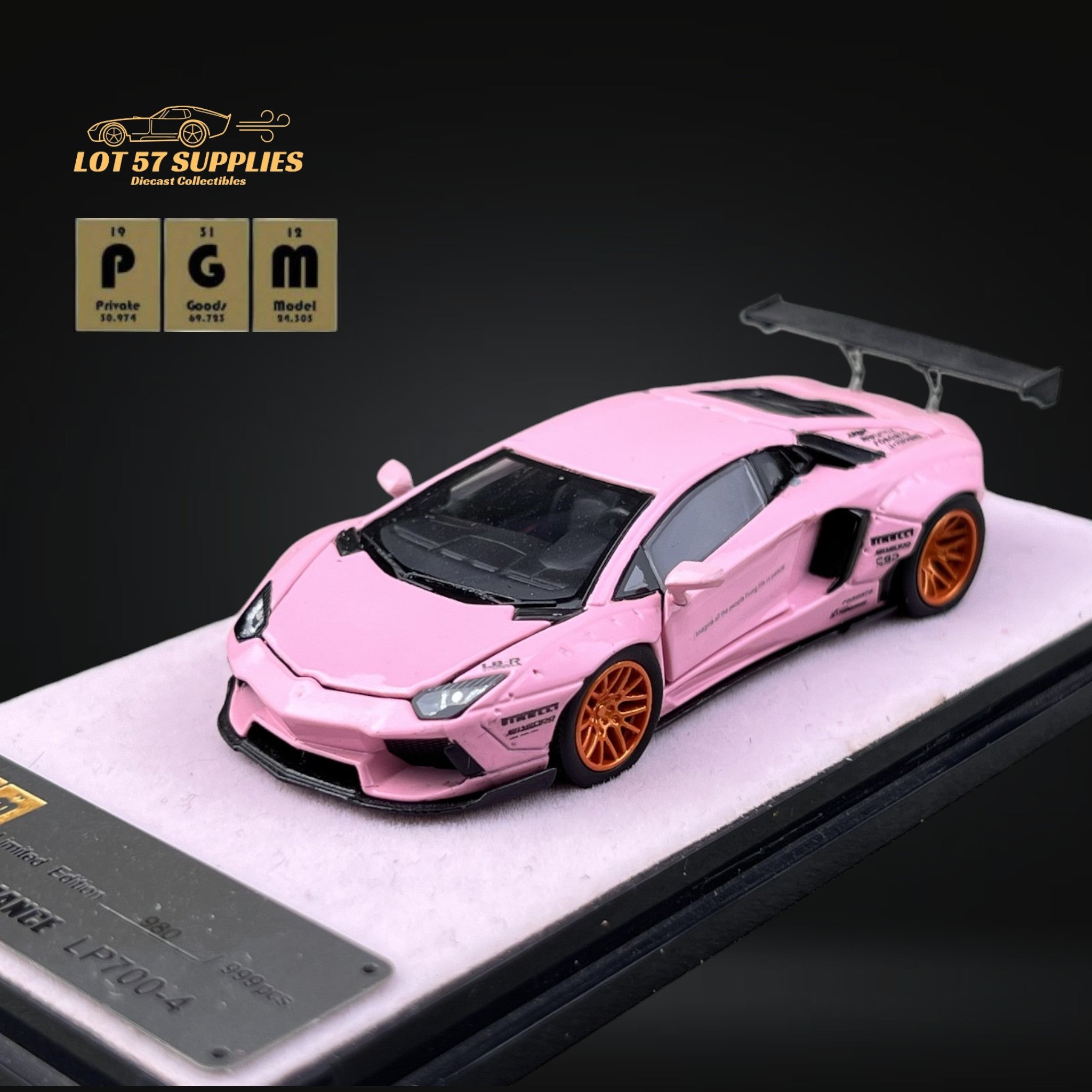 Pre-Order) PGM Lamborghini Aventador LP700-4 LBWK Pink Fully Openable •  Lot57Supplies Diecast Shop