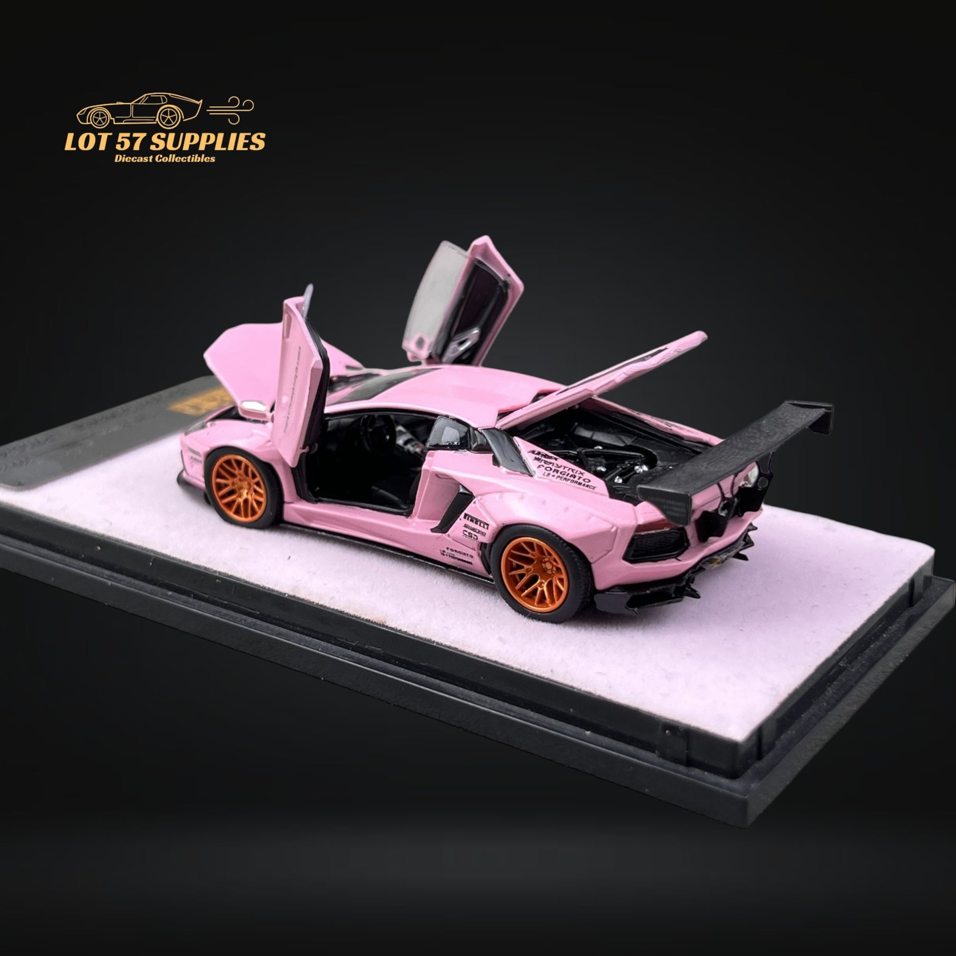 PGM Lamborghini Aventador LP700-4 LBWK Pink Fully Openable Standard Base 1:64 PGM-640412