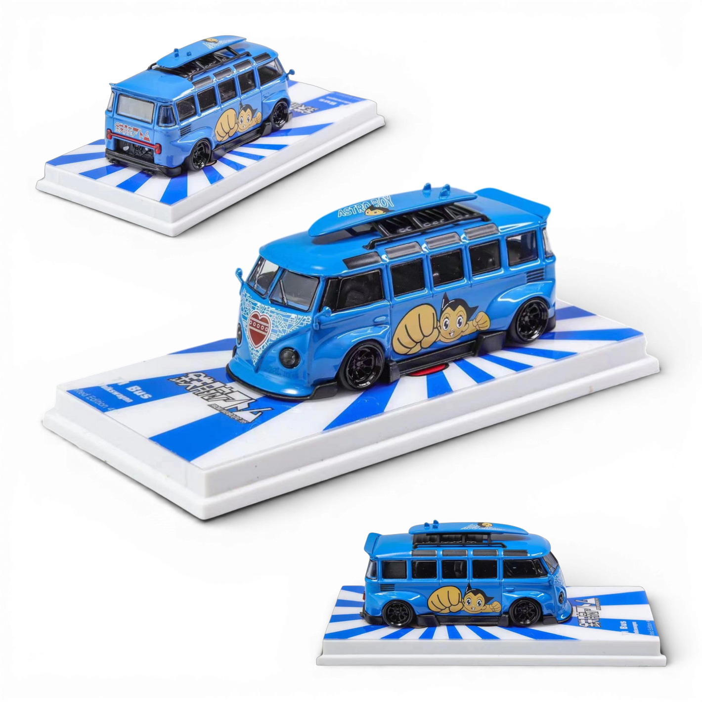 Flame Model VW Volkswagen T1 Astro Boy Blue 1:64 Diecast Model