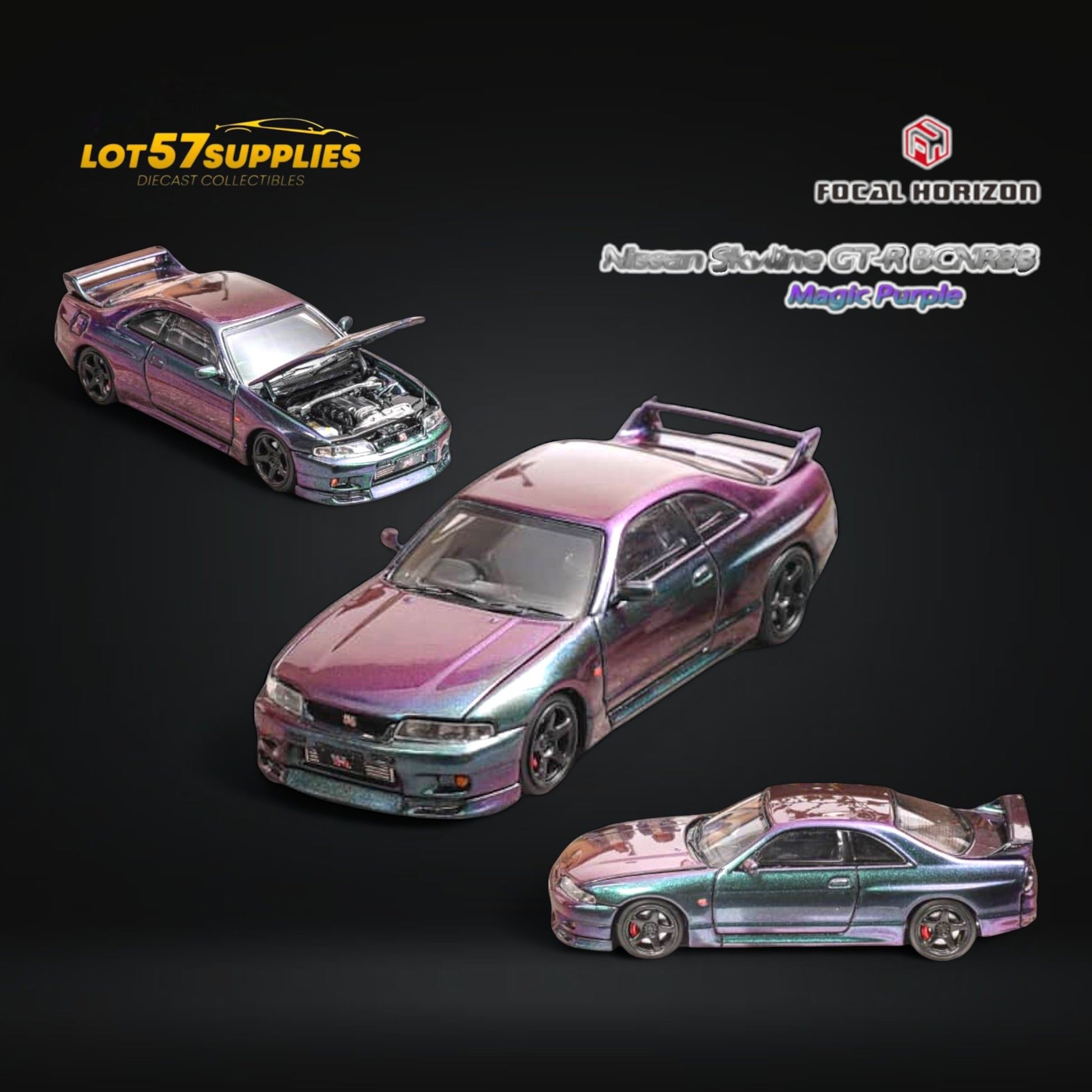 Focal Horizon Skyline GT-R R33 GT-R 4th Gen BCNR33 Magic Purple 1:64