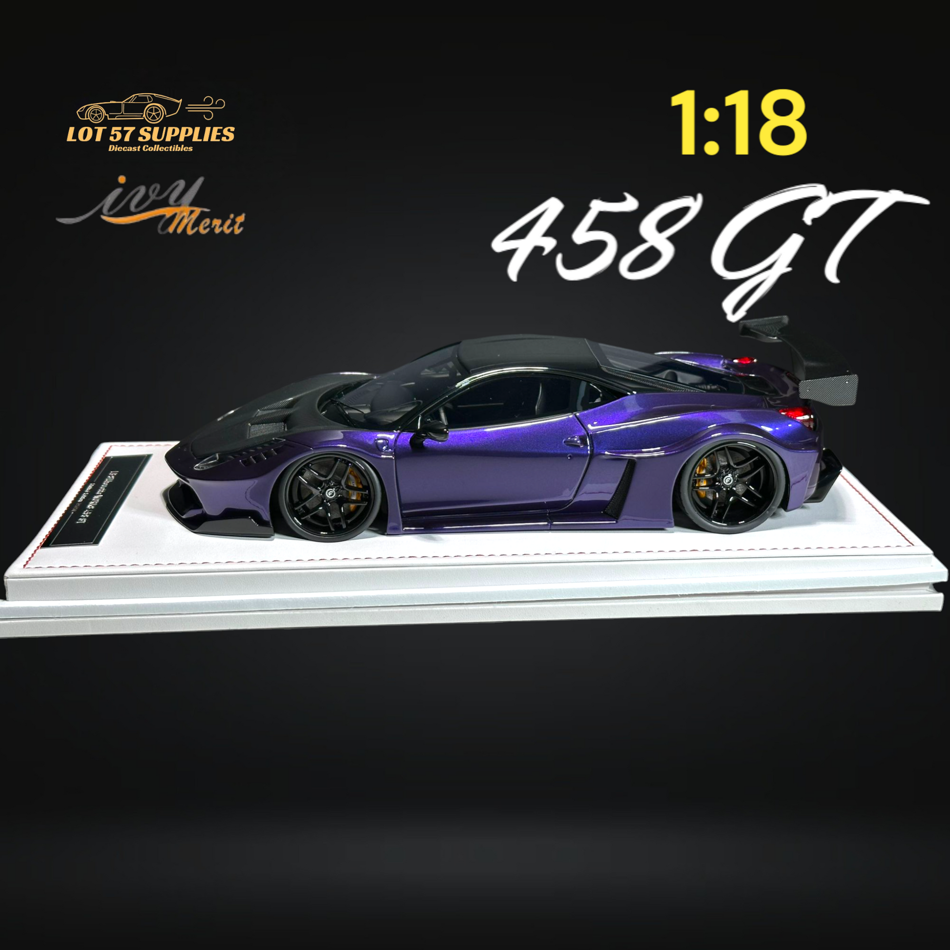 IVY MERIT 458 GT Purple LBWK LB Silhouette Resin 1:18 Scale