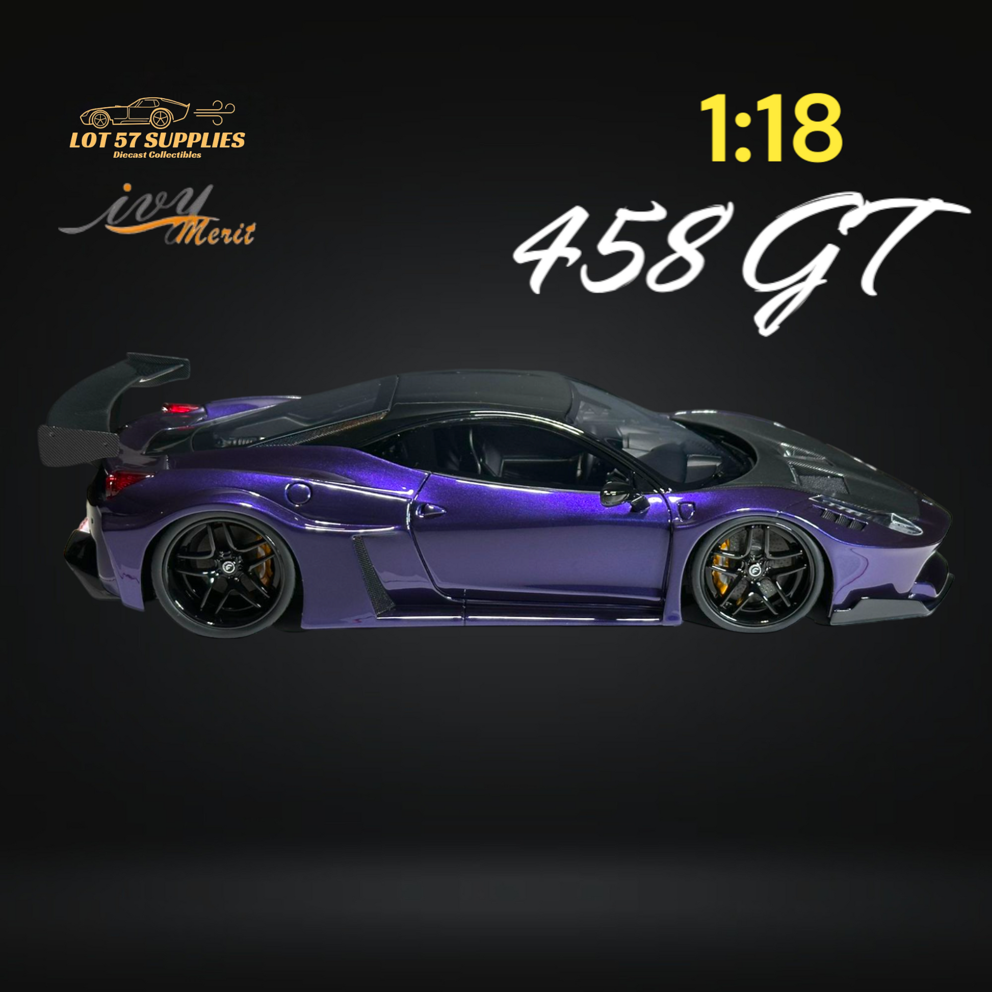 IVY MERIT 458 GT Purple LBWK LB Silhouette Resin 1:18 Scale