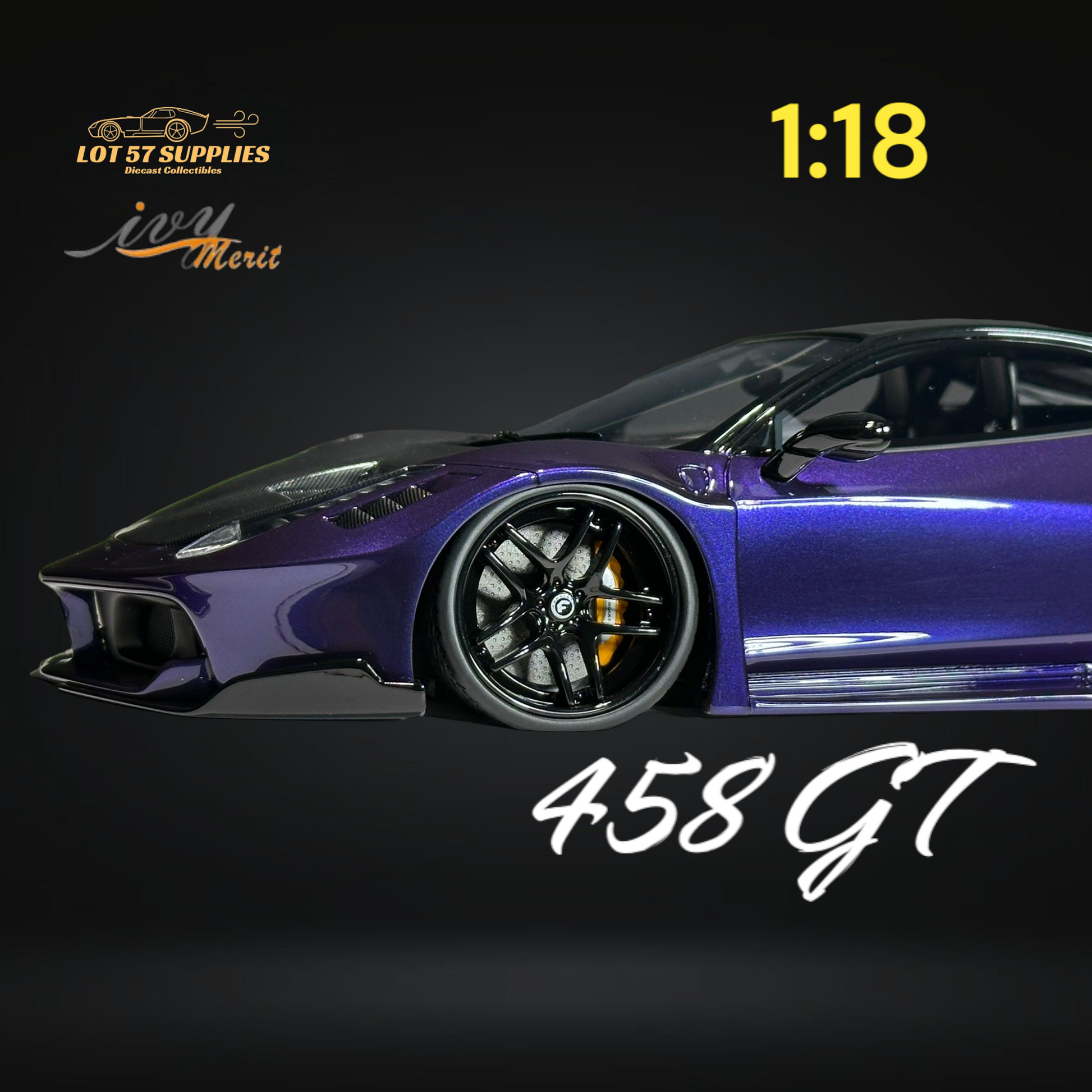 IVY MERIT 458 GT Purple LBWK LB Silhouette Resin 1:18 Scale