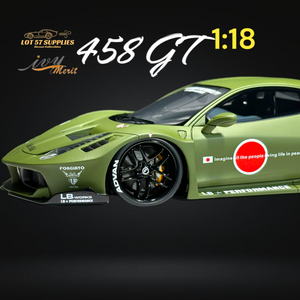 IVY MERIT 458 GT Fighter Green LBWK LB Silhouette Resin 1:18 Scale