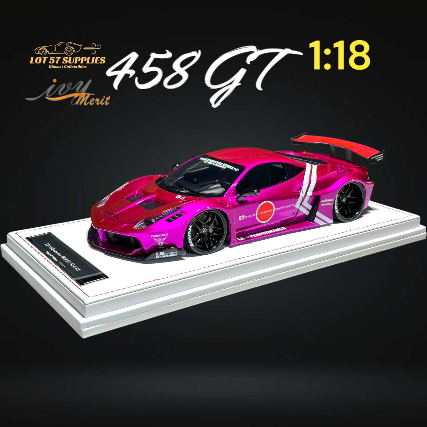 IVY MERIT 458 GT Fighter Purple LBWK LB Silhouette Resin 1:18 Scale